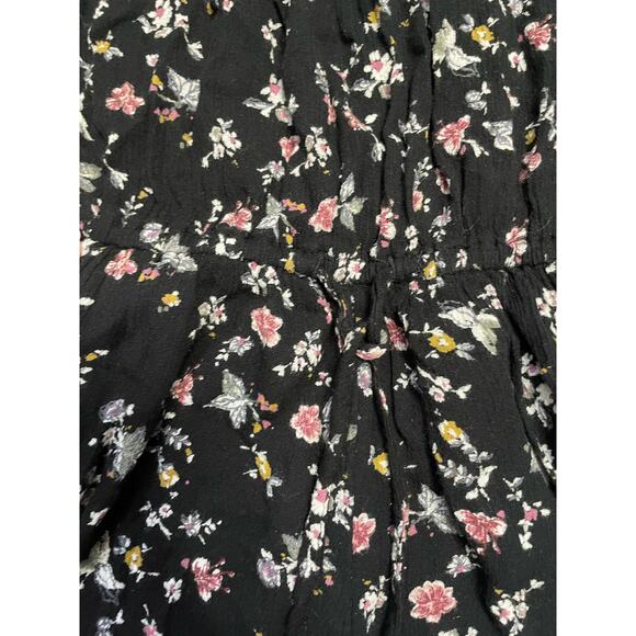 Abercrombie & Fitch Black Floral Boho prairy Romper Size XS - Picture 7 of 9